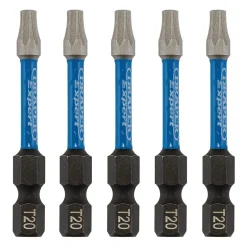 Draper Expert TX-STAR® Impact Screwdriver Bits, T20 x 50mm, 1/4" Hex (Pack of 5)