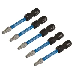 Draper Expert TX-STAR® Impact Screwdriver Bits, T15 x 50mm, 1/4" Hex (Pack of 5)