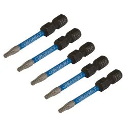 Draper Expert TX-STAR® Impact Screwdriver Bits, T10 x 50mm, 1/4" Hex (Pack of 5)