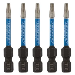 Draper Expert TX-STAR® Impact Screwdriver Bits, T10 x 50mm, 1/4" Hex (Pack of 5)