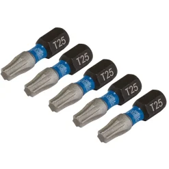 Draper Expert TX-STAR® Impact Screwdriver Bits, T25 x 25mm, 1/4" Hex (Pack of 5)