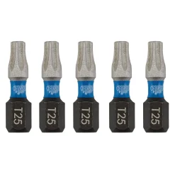 Draper Expert TX-STAR® Impact Screwdriver Bits, T25 x 25mm, 1/4" Hex (Pack of 5)