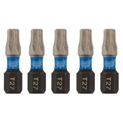 Draper Expert TX-STAR® Impact Screwdriver Bits, T27 x 25mm, 1/4" Hex (Pack of 5)