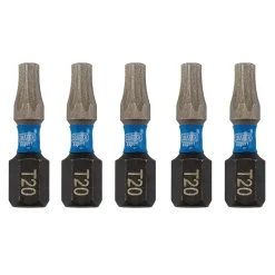 Draper Expert TX-STAR® Impact Screwdriver Bits, T20 x 25mm, 1/4" Hex (Pack of 5)