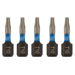 Draper Expert TX-STAR® Impact Screwdriver Bits, T10 x 25mm, 1/4" Hex (Pack of 5)