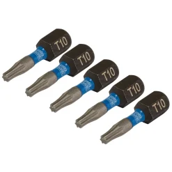 Draper Expert TX-STAR® Impact Screwdriver Bits, T10 x 25mm, 1/4" Hex (Pack of 5)