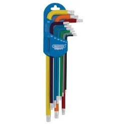 Draper Expert TX-STAR® Metric Extra-long Arm Key Set, Colour Coded (9 Piece)