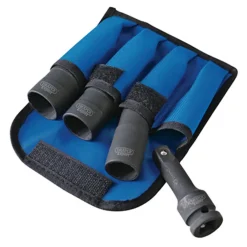 Draper Expert Wheel Nut Double Impact Socket Kit, 1/2" Sq. Dr. (4 Piece)