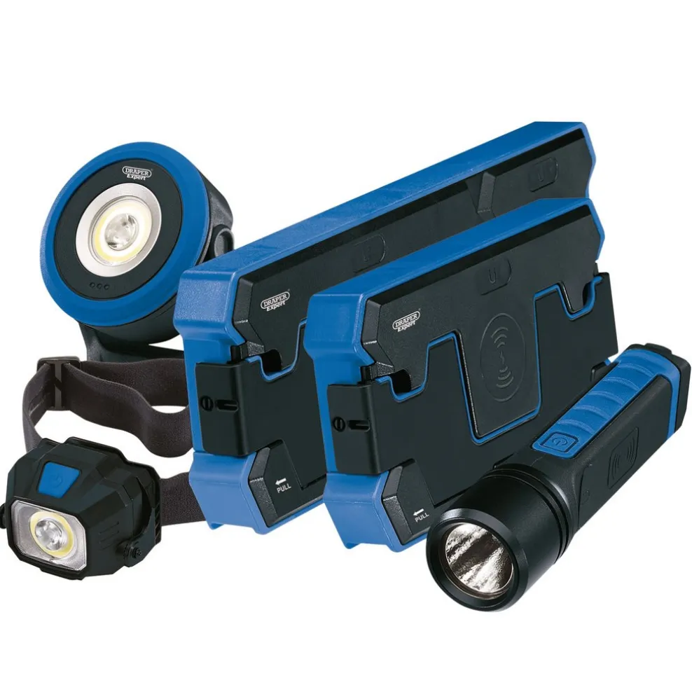 Draper Expert Wireless/USB Rechargeable Lights Kit with Single and Dual Charging Pads