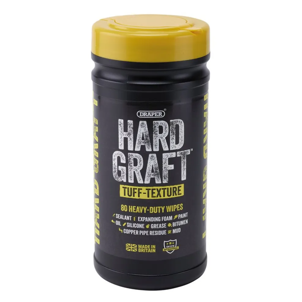 Draper Hard Graft Multipurpose Tuff-Texture Wipes (Tub of 80)