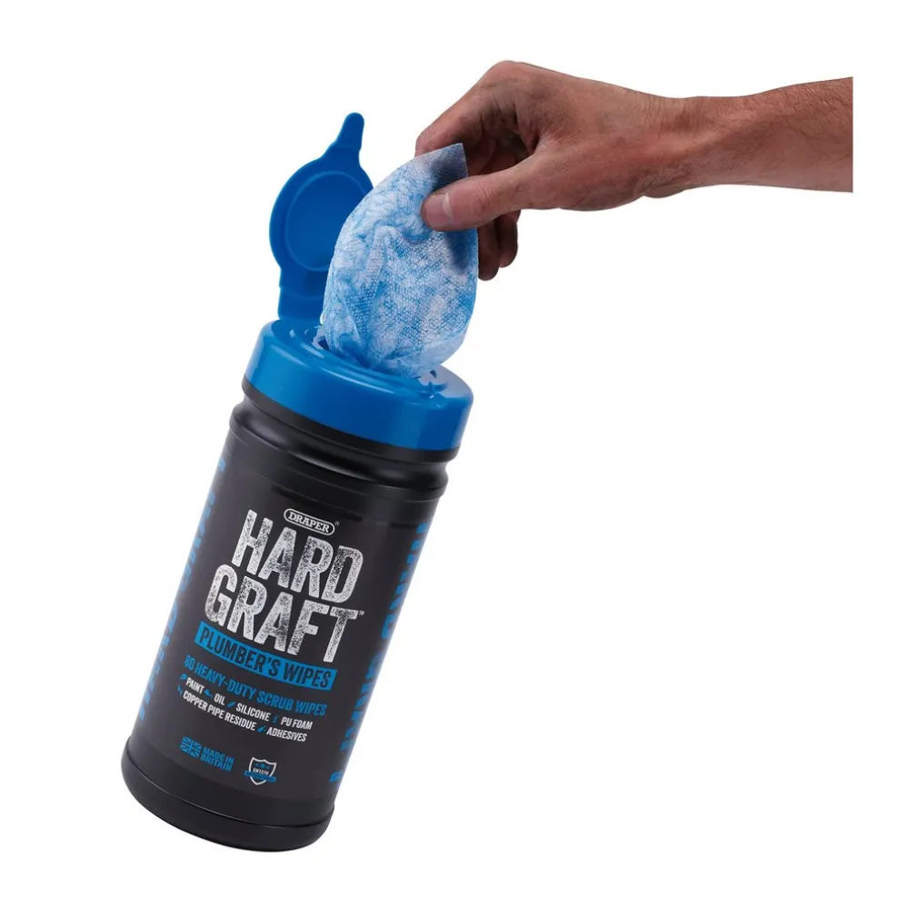 Draper Hard Graft Plumbers Wipes (Tub of 80)