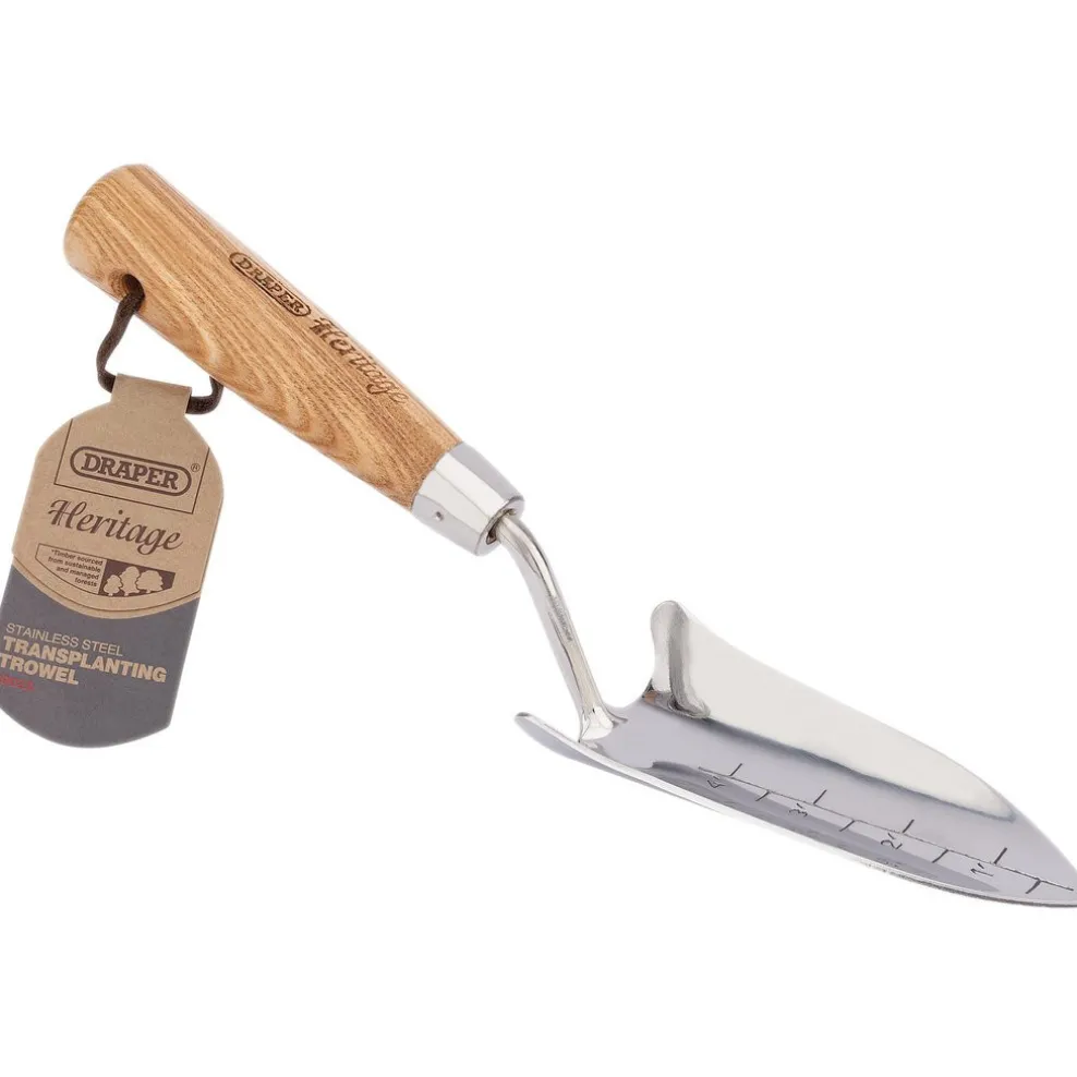 Draper Heritage Stainless Steel Transplanting Trowel with Ash Handle