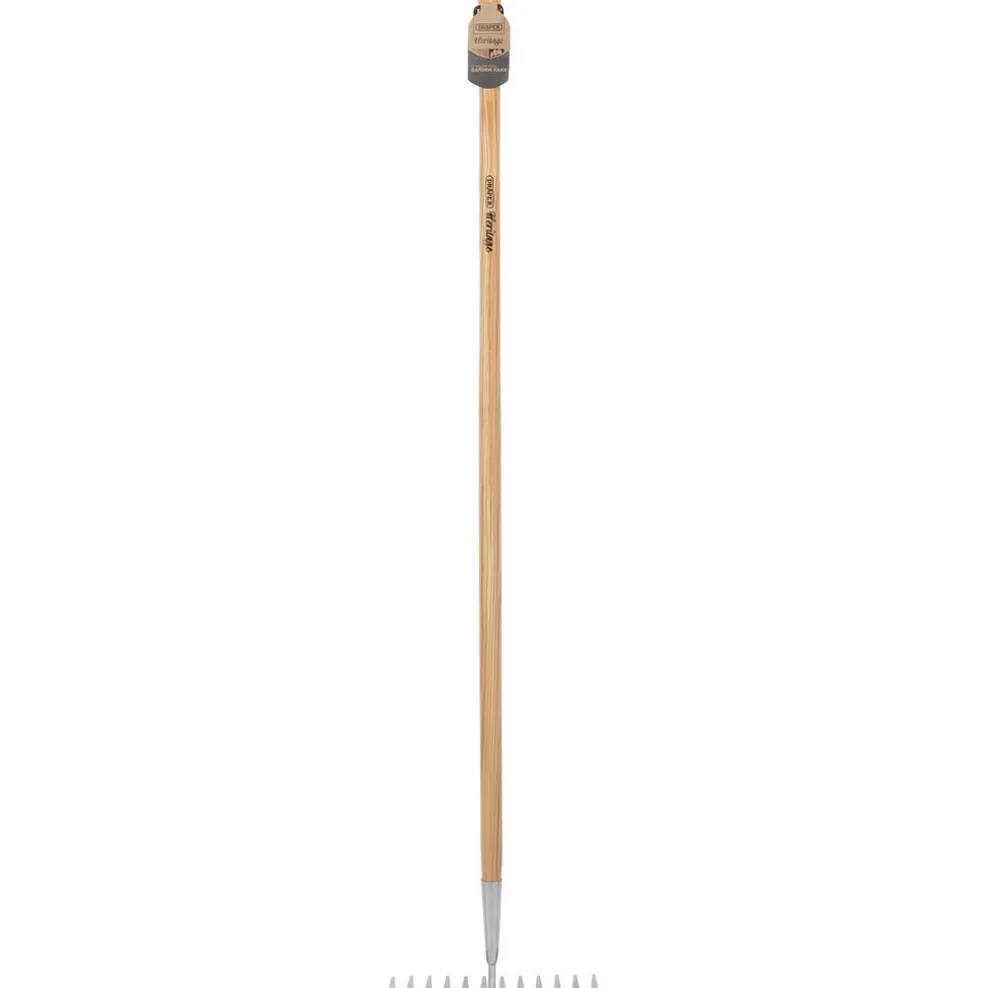 Draper Heritage Stainless Steel Garden Rake with Ash Handle