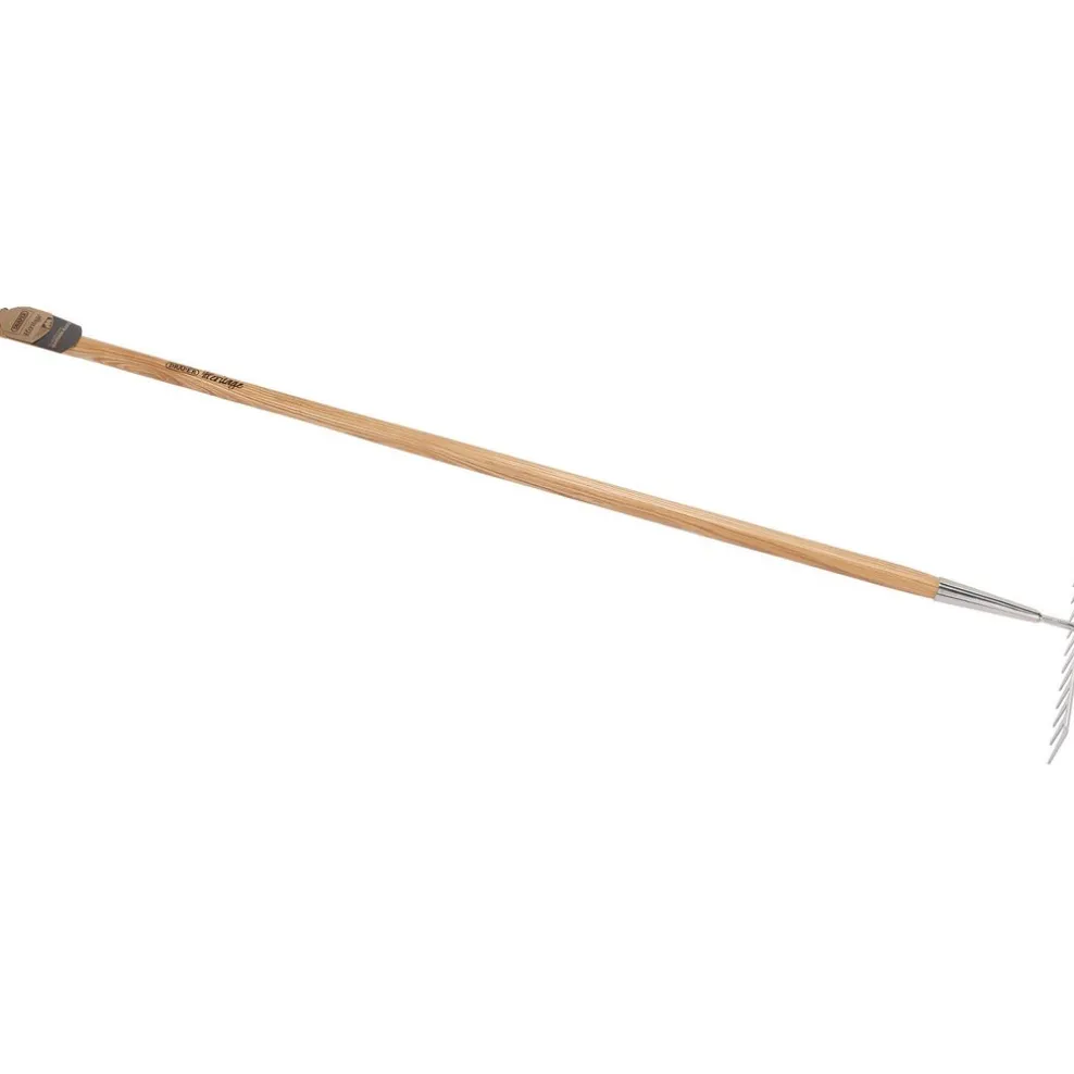 Draper Heritage Stainless Steel Garden Rake with Ash Handle