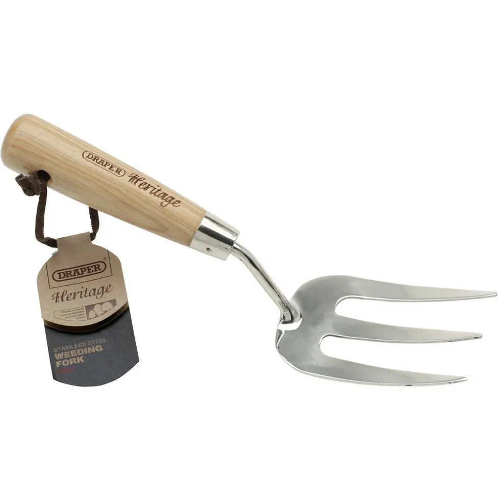Draper Heritage Stainless Steel Hand Weeding Fork with Ash Handle