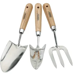 Draper Heritage Stainless Steel Hand Fork and Trowels Set with Ash Handles (3 Piece)
