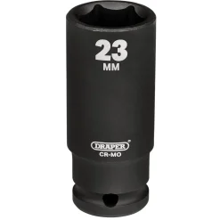 Draper Hi-TORQ® Deep Impact Socket, 1/2" Sq. Dr., 23mm