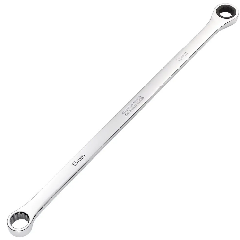 Draper HI-TORQ® Metric Extra-Long Double Ring Ratchet Spanner, 15mm