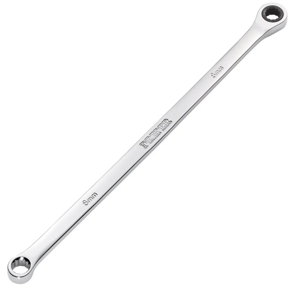 Draper HI-TORQ® Metric Extra-Long Double Ring Ratchet Spanner, 8mm