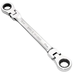 Draper HI-TORQ® Metric Flexible Head Double Ring Ratchet Spanner, 16 x 17mm