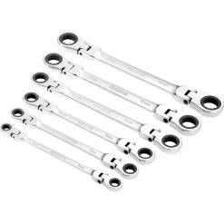 Draper HI-TORQ® Metric Flexible Head Double Ring Ratchet Spanner Set (6 Piece)