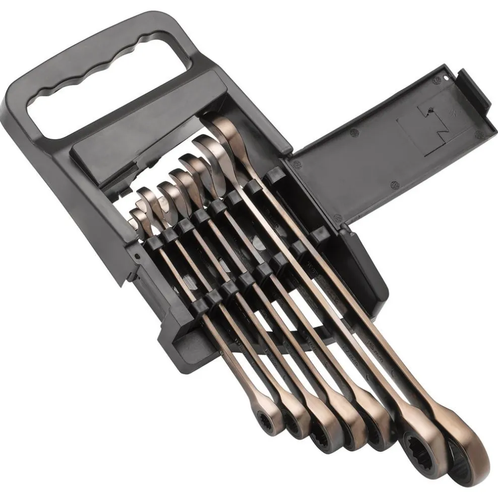 Draper HI-TORQ® Metric Ratcheting Combination Spanner Set, Black (7 Piece)
