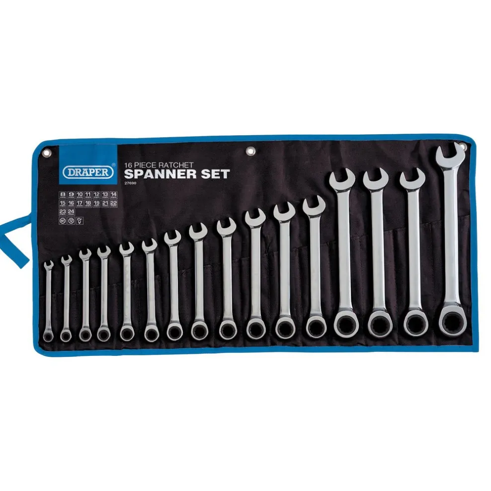 Draper HI-TORQ® Metric Ratchet Combination Spanner Set (16 Piece)