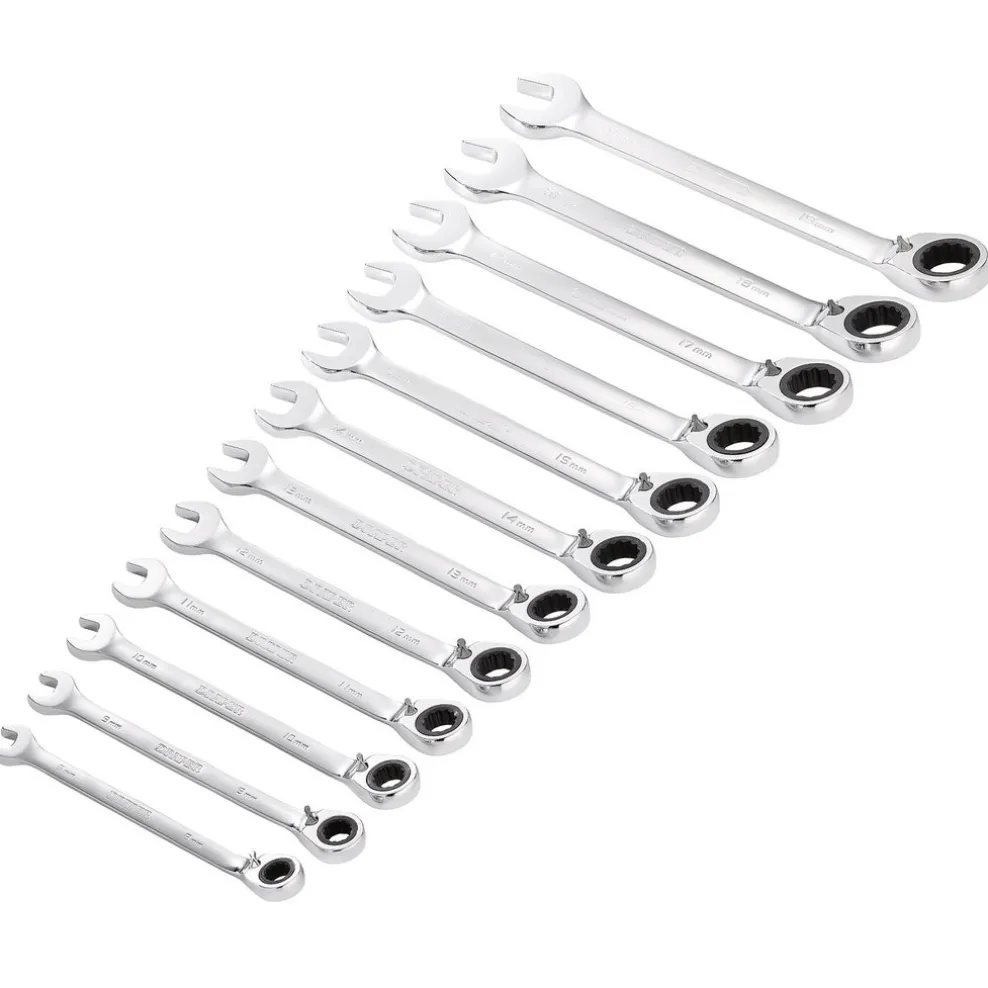 Draper HI-TORQ® Metric Reversible Ratchet Combination Spanner Set (12 Piece)