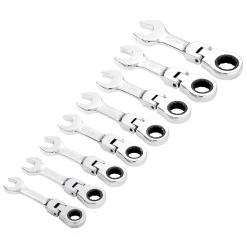 Draper HI-TORQ® Metric Stubby Flexible Head Ratchet Combination Spanner Set, 10 - 19mm (8 Piece)