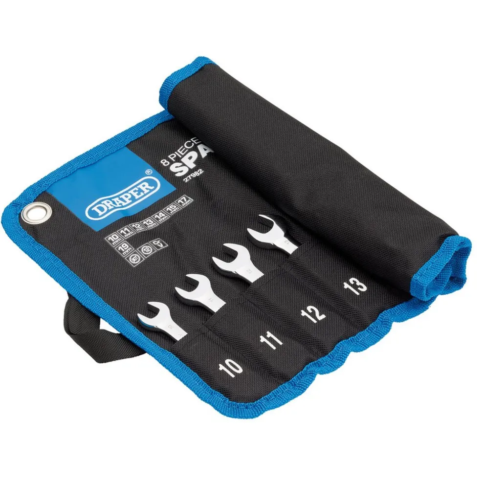 Draper HI-TORQ® Metric Stubby Flexible Head Ratchet Combination Spanner Set, 10 - 19mm (8 Piece)