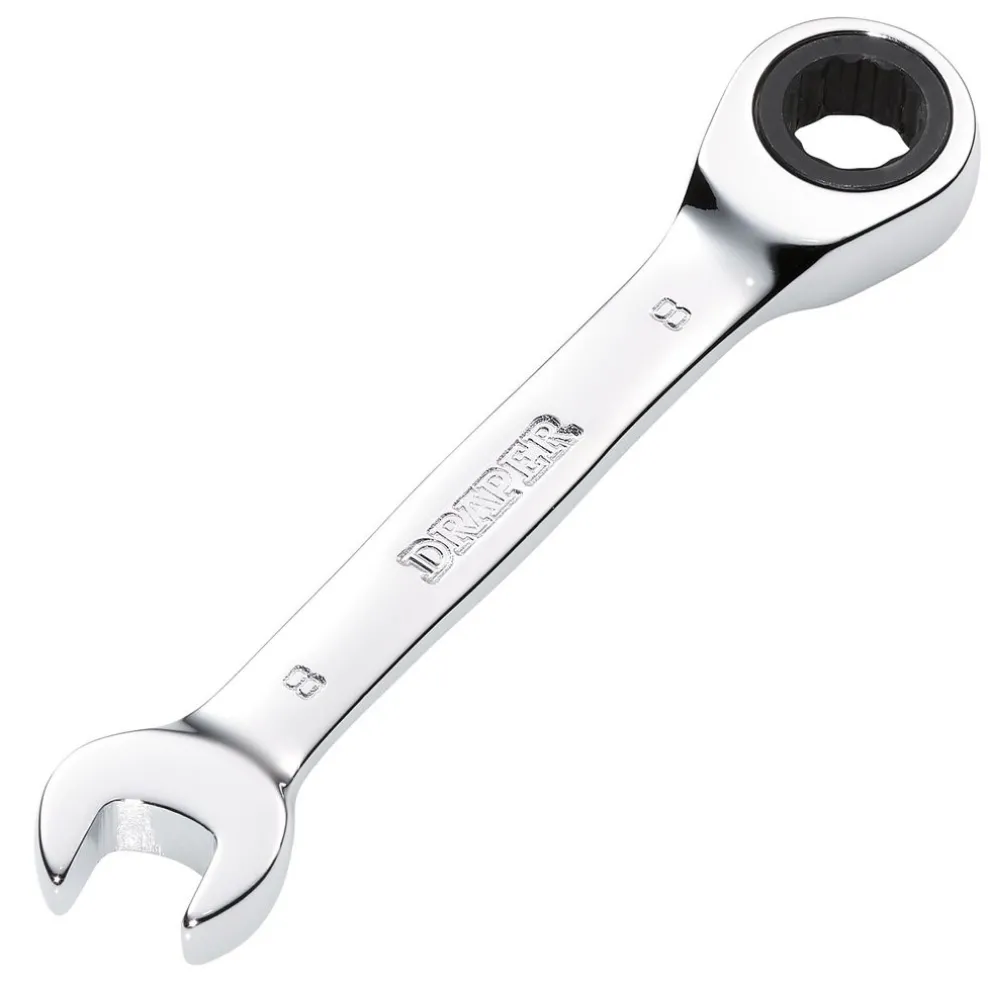 Draper HI-TORQ® Metric Stubby Ratchet Combination Spanner, 8mm