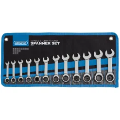 Draper HI-TORQ® Metric Stubby Ratchet Combination Spanner Set, 8 - 19mm (12 Piece)