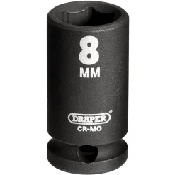 Draper HI-TORQ® 6 Point Impact Socket, 1/4" Sq. Dr., 8mm