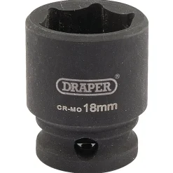 Draper HI-TORQ® 6 Point Impact Socket, 3/8" Sq. Dr., 18mm