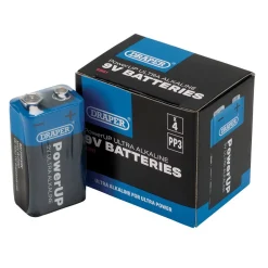 Draper PowerUP Ultra Alkaline 9V Batteries (Pack of 4)