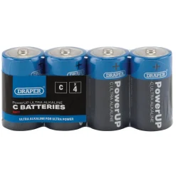 Draper PowerUP Ultra Alkaline C Batteries (Pack of 4)