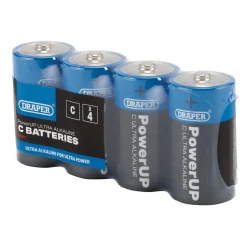 Draper PowerUP Ultra Alkaline C Batteries (Pack of 4)