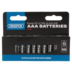 Draper PowerUP Ultra Alkaline AAA Batteries (Pack of 12)
