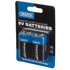 Draper PowerUP Ultra Alkaline 9V Batteries (Pack of 2)