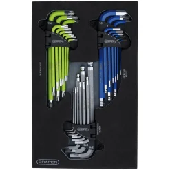 Draper TX-STAR®, Imperial & Metric Ball End Hex Key Sets (27 Piece)