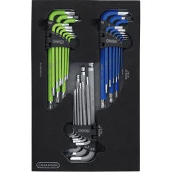 Draper TX-STAR®, Imperial & Metric Ball End Hex Key Sets (27 Piece)