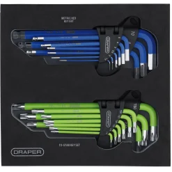 Draper TX-STAR® Metric Ball End Hex Key Sets in Storage Tray (18 Piece)