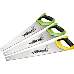 Draper Venom® 2 x First Fix & 1 x Second Fix Double Ground Handsaw, 500mm, 7tpi/8ppi & 11tpi/12ppi (Pack of 3)