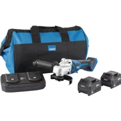 D20 20V Brushless Grinder, 115mm, 2 x 3.0Ah Batteries, 1 x Twin Charger, 1 x Bag