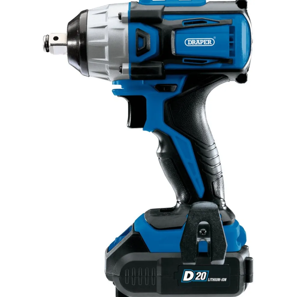 D20 20V Brushless Impact Wrench, 1/2" Sq. Dr., 250Nm, 2 x 2.0Ah Batteries, 1 x Charger