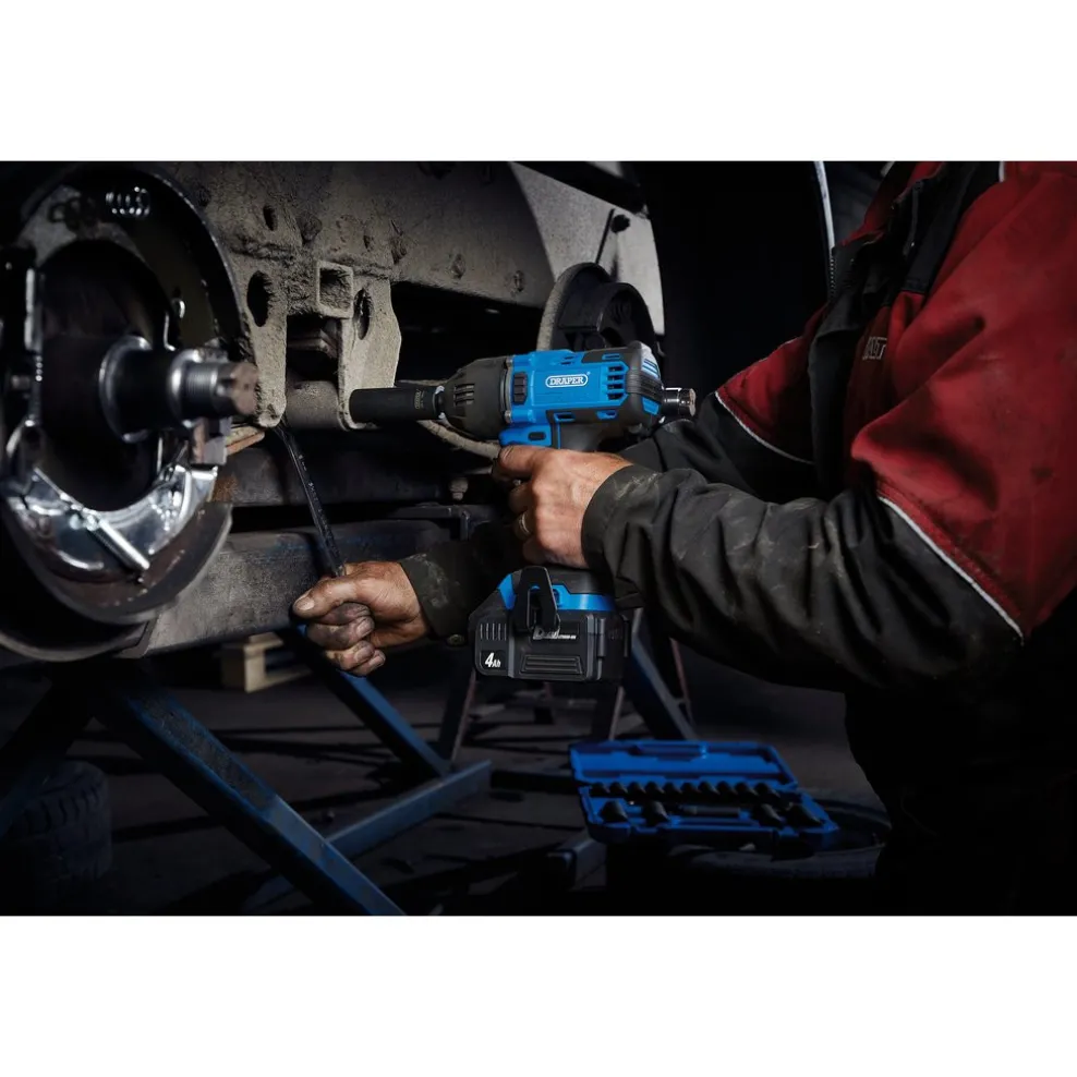 D20 20V Brushless Mid-Torque Impact Wrench, 1/2" Sq. Dr., 400Nm, 2 x 4.0Ah Batteries, 1 x Charger