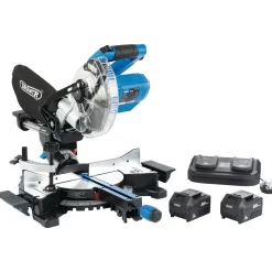 D20 20V Brushless Sliding Compound Mitre Saw, 185mm, 2 x 5Ah Batteries, 1 x Charger