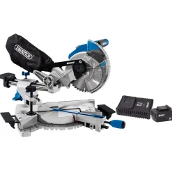 D20 20V Brushless Sliding Compound Mitre Saw, 185mm, 1 x 5.0Ah Battery, 1 x Fast Charger