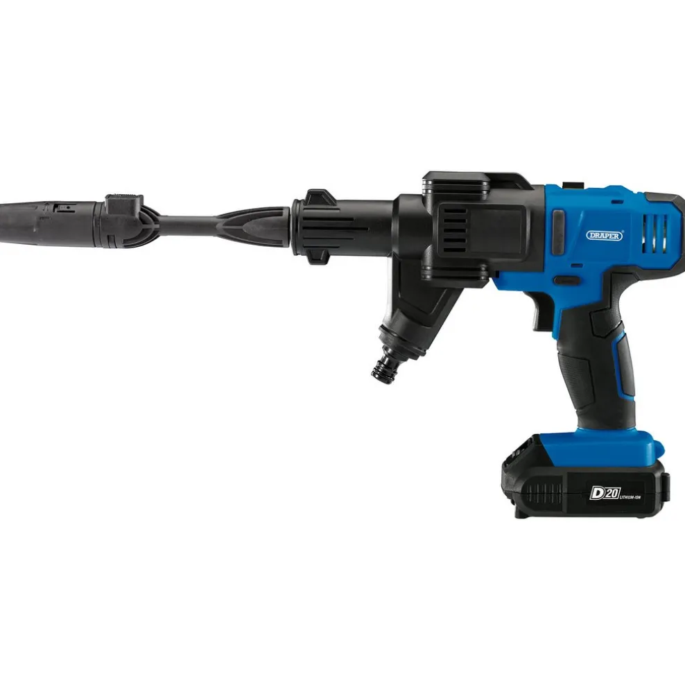 D20 20V Cordless Pressure Washer Kit, 1 x 2.0Ah Battery, 1 x Fast Charger