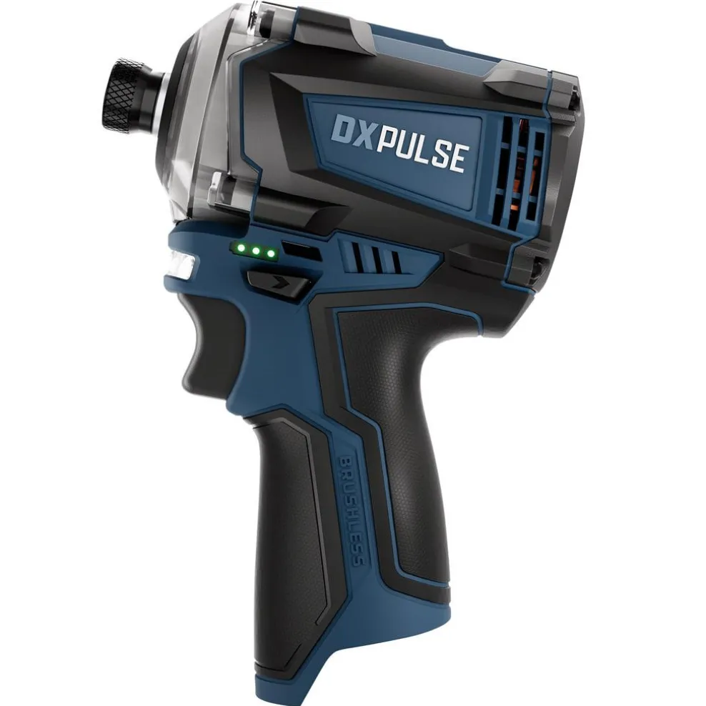 DXPULSE 12V Brushless Combi Drill & Impact Driver Kit, 1/4" Sq. Dr., 2 x 2.0Ah Batteries, 1 x Charger